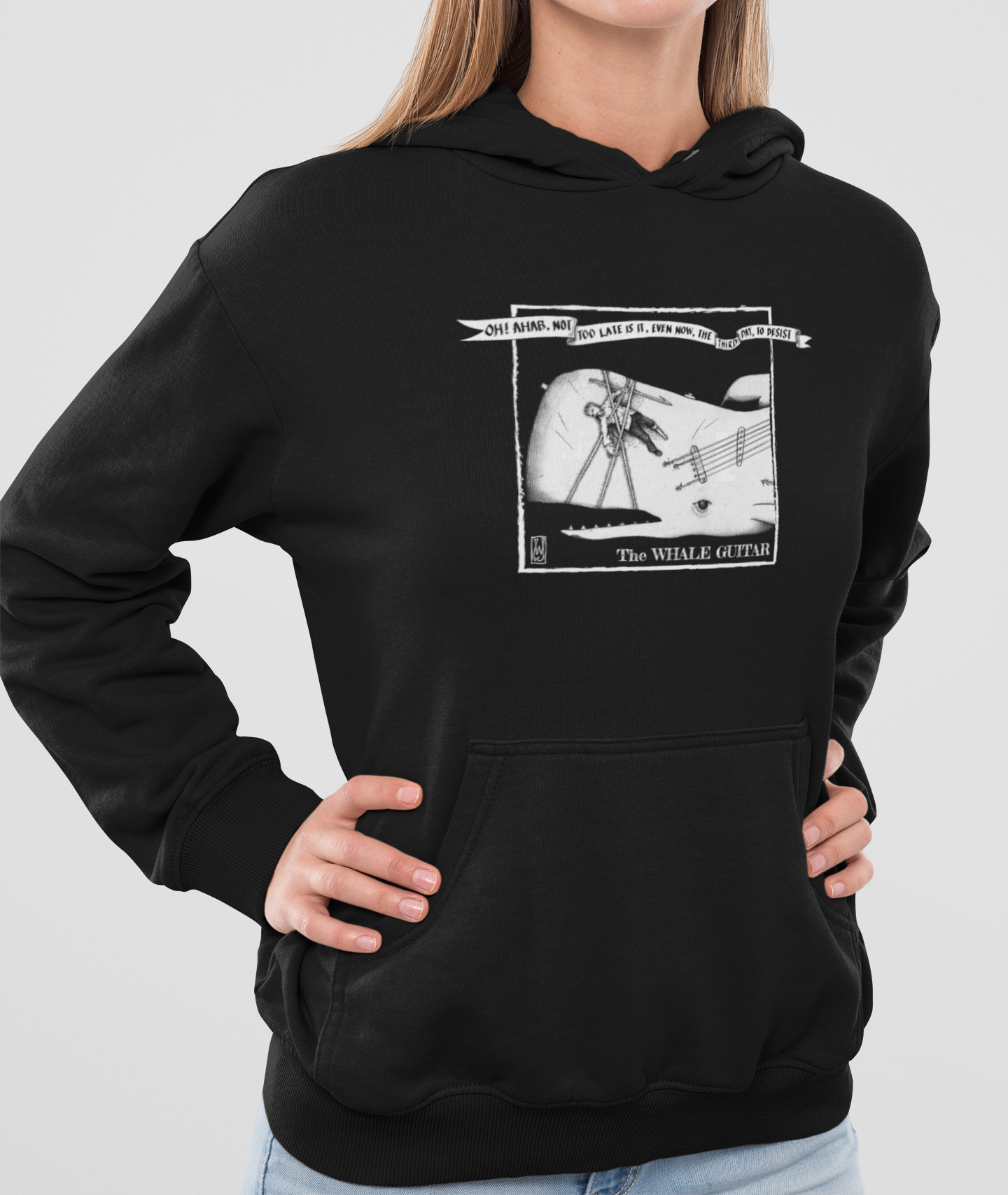 The Whale Guitar 100% Organic Cotton Unisex Pullover Hoodie