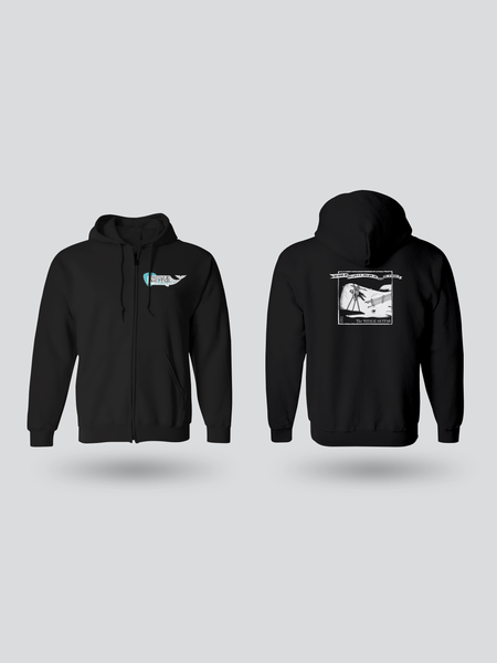 The Whale Guitar 100% Organic Cotton Unisex Zip-Up Hoodie