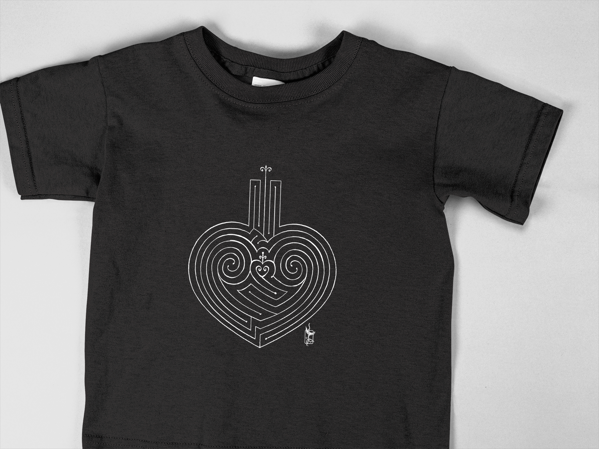 White Labyrinth Heart 100% Organic Cotton Youth Tee